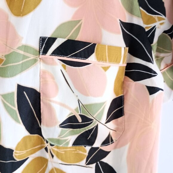 Rachel Zoe Satin Leaf Print Button Front Pajama Top Size M - Picture 5 of 6